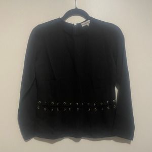 Karina Grimaldi Lace Up Detail Blouse Black size XS
